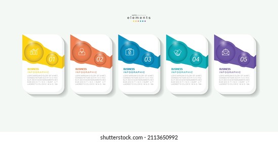 Vektorgrafik Infografische Design-Vorlage mit Symbolen und 5 Optionen oder Schritte. Kann für Prozess, Präsentationen, Layout, Banner, Infografik verwendet werden.