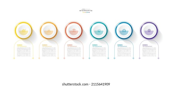 vector illustration Infographic design template with icons and 6 options or steps. Can be used for process, presentations, layout, banner,info graph.