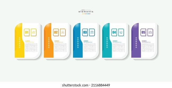 ilustración vectorial Plantilla de diseño infográfico con iconos y 5 opciones o pasos. Se puede usar para procesos, presentaciones, diseño, banner, gráfico de información.