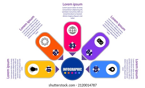 Vector illustration Infographic design template with icons and 5 options or steps. Can be used for process, presentations, layout, banner, info graph.