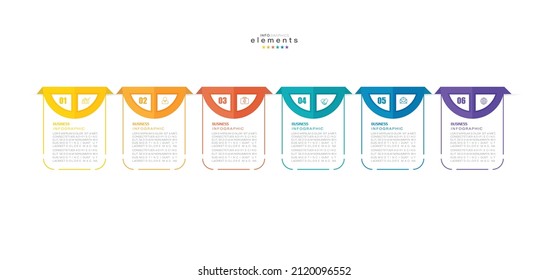 vector illustration Infographic design template with icons and 6 options or steps. Can be used for process, presentations, layout, banner,info graph.