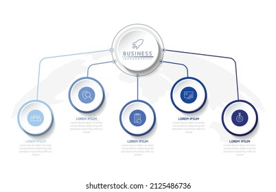 vector illustration infographic design template with 5 options or steps. used in presentation In business or marketing