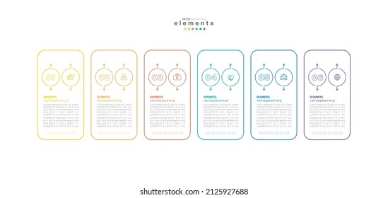 ilustración vectorial Plantilla de diseño infográfico con iconos y 6 opciones o pasos. Se puede usar para procesos, presentaciones, diseño, banner, gráfico de información.