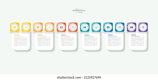 vector illustration Infographic design template with icons and 6 options or steps. Can be used for process, presentations, layout, banner,info graph.