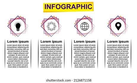 Vector illustration Infographic design template with icons and 4 options or steps. Can be used for process, presentations, layout, banner, info graph.