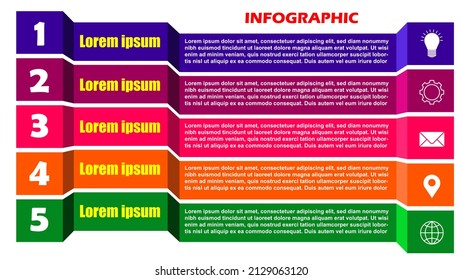 Vector illustration Infographic design template with icons and 5 options or steps. Can be used for process, presentations, layout, banner, info graph.