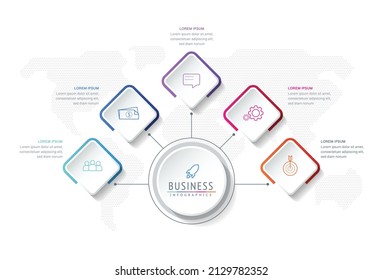 plantilla de diseño infográfico de ilustraciones vectoriales con 5 opciones o pasos. uso en presentación en negocios o marketing