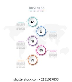 vector illustration infographic design template with 5 options or steps. used in presentation In business or marketing