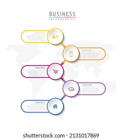vector illustration infographic design template with 5 options or steps. used in presentation In business or marketing