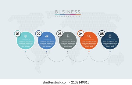 plantilla de diseño infográfico de ilustraciones vectoriales con 5 opciones o pasos. uso en presentación en negocios o marketing