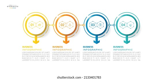 ilustración vectorial Plantilla de diseño infográfico con iconos y 4 opciones o pasos. Se puede usar para procesos, presentaciones, diseño, banner, gráfico de información.