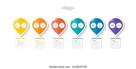 ilustración vectorial Plantilla de diseño infográfico con iconos y 6 opciones o pasos. Se puede usar para procesos, presentaciones, diseño, banner, gráfico de información.