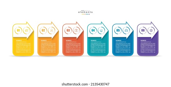 ilustración vectorial Plantilla de diseño infográfico con iconos y 6 opciones o pasos. Se puede usar para procesos, presentaciones, diseño, banner, gráfico de información.
