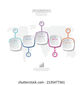 vector illustration infographic design template with 5 options or steps. used in presentation In business or marketing