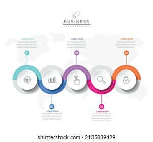 vector illustration infographic design template with 5 options or steps. used in presentation In business or marketing