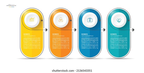 Vektorgrafik Infografische Design-Vorlage mit Symbolen und 4 Optionen oder Schritten. Kann für Prozess, Präsentationen, Layout, Banner, Infografik verwendet werden.