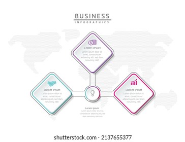 plantilla de diseño infográfico de ilustraciones vectoriales con 3 opciones o pasos. uso en presentación en negocios o marketing