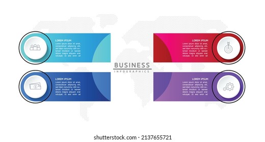 plantilla de diseño infográfico de ilustraciones vectoriales con 4 opciones o pasos. uso en presentación en negocios o marketing