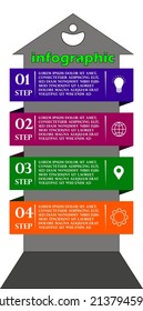 Vector illustration Infographic design template with icons, arrows and 4 options or steps. Can be used for process, presentations, layout, banner, info graph.