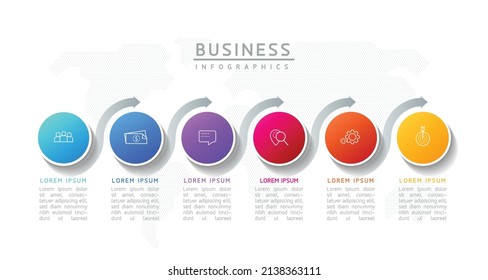 vector illustration infographic design template with 6 options or steps. used in presentation In business or marketing