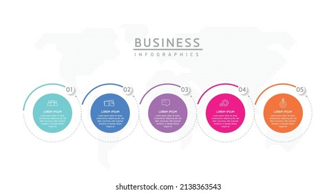 vector illustration infographic design template with 5 options or steps. used in presentation In business or marketing