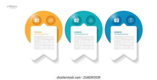 ilustración vectorial Plantilla de diseño infográfico con iconos y 3 opciones o pasos. Se puede usar para procesos, presentaciones, diseño, banner, gráfico de información.