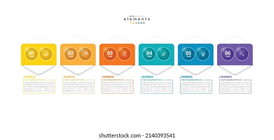 ilustración vectorial Plantilla de diseño infográfico con iconos y 6 opciones o pasos. Se puede usar para procesos, presentaciones, diseño, banner, gráfico de información.
