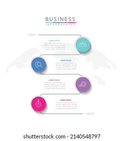 Infografik-Design-Vorlage für Vektorgrafik mit 4 Optionen oder Schritten. in Aufmachungen oder Marketing