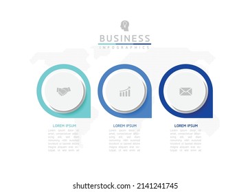 Infografische Design-Vorlage für Vektorgrafik mit 3 Optionen oder Schritten. in Aufmachungen oder Marketing