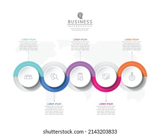Vector illustration infographic design template with 5 options or steps. used in presentation In business or marketing