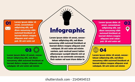 Ilustración vectorial Plantilla de diseño infográfico con 4 opciones o pasos. Se puede usar para procesos, presentaciones, diseño, banner, gráfico de información.