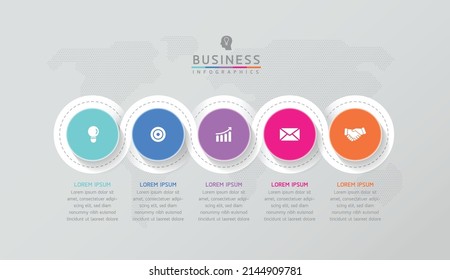 Vector illustration infographic design template with 5 options or steps. used in presentation In business or marketing