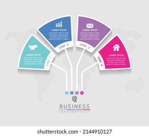 Vector illustration infographic design template with 4 options or steps. used in presentation In business or marketing