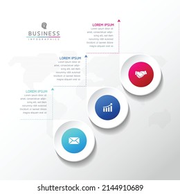 Plantilla de diseño infográfico de ilustraciones vectoriales con 3 opciones o pasos. uso en presentación en negocios o marketing