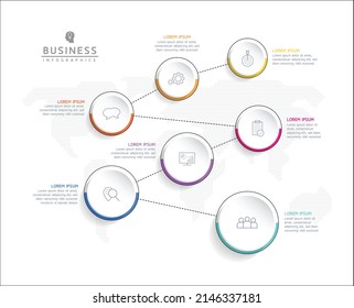 Infografische Design-Vorlage für Vektorgrafik mit 7 Optionen oder Schritten. in Aufmachungen oder Marketing