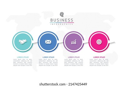 Plantilla de diseño infográfico de ilustraciones vectoriales con 4 opciones o pasos. uso en presentación en negocios o marketing