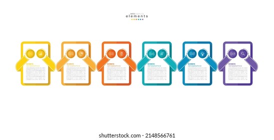 ilustración vectorial Plantilla de diseño infográfico con iconos y 6 opciones o pasos. Se puede usar para procesos, presentaciones, diseño, banner, gráfico de información.