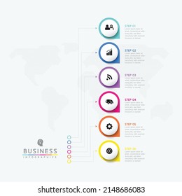 Plantilla de diseño infográfico de ilustraciones vectoriales con 6 opciones o pasos. uso en presentación en negocios o marketing