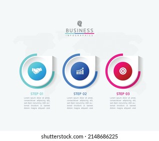 Plantilla de diseño infográfico de ilustraciones vectoriales con 3 opciones o pasos. uso en presentación en negocios o marketing