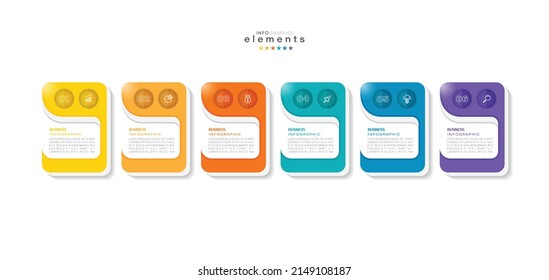 vector illustration Infographic design template with icons and 6 options or steps. Can be used for process, presentations, layout, banner,info graph.