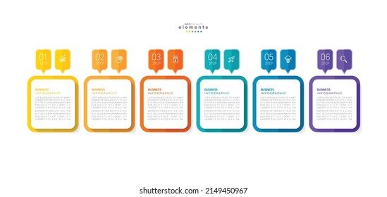 ilustración vectorial Plantilla de diseño infográfico con iconos y 6 opciones o pasos. Se puede usar para procesos, presentaciones, diseño, banner, gráfico de información.