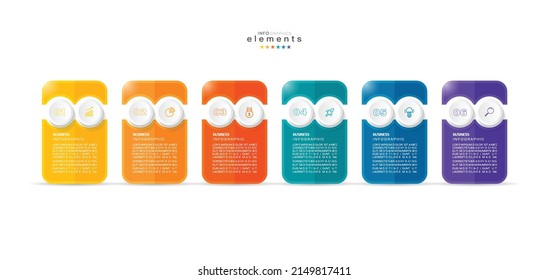 vector illustration Infographic design template with icons and 6 options or steps. Can be used for process, presentations, layout, banner,info graph.