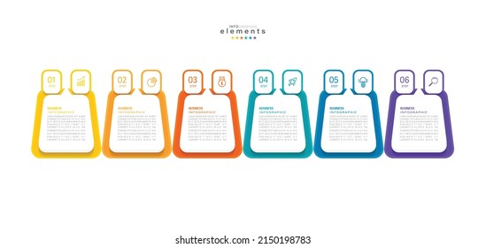ilustración vectorial Plantilla de diseño infográfico con iconos y 6 opciones o pasos. Se puede usar para procesos, presentaciones, diseño, banner, gráfico de información.