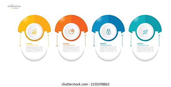 ilustración vectorial Plantilla de diseño infográfico con iconos y 4 opciones o pasos. Se puede usar para procesos, presentaciones, diseño, banner, gráfico de información.