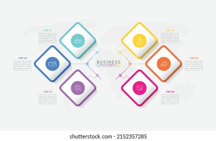 Vector illustration infographic design template with 6 options or steps. used in presentation In business or marketing