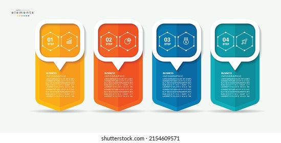 ilustración vectorial Plantilla de diseño infográfico con iconos y 4 opciones o pasos. Se puede usar para procesos, presentaciones, diseño, banner, gráfico de información.