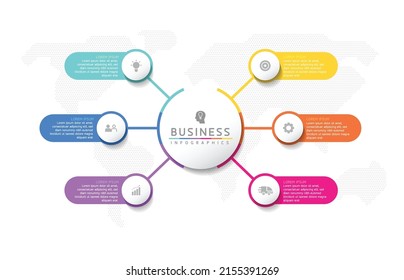 Vector illustration infographic design template with 6 options or steps. used in presentation In business or marketing