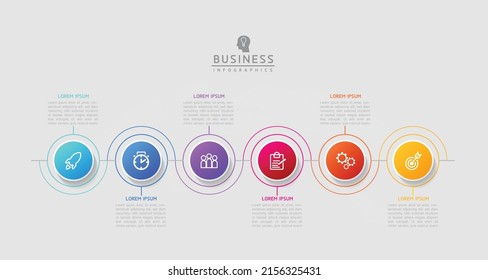 Plantilla de diseño infográfico de ilustraciones vectoriales con 6 opciones o pasos. uso en presentación en negocios o marketing