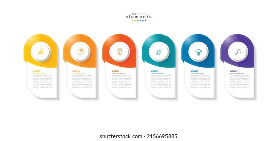 Vektorgrafik Infografische Design-Vorlage mit Symbolen und 6 Optionen oder Schritte. Kann für Prozess, Präsentationen, Layout, Banner, Infografik verwendet werden.