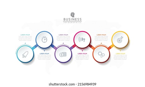 Plantilla de diseño infográfico de ilustraciones vectoriales con 6 opciones o pasos. uso en presentación en negocios o marketing